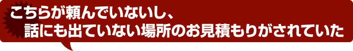 こちらが頼んでないし、話にも出ていない場所のお見積りがされていた