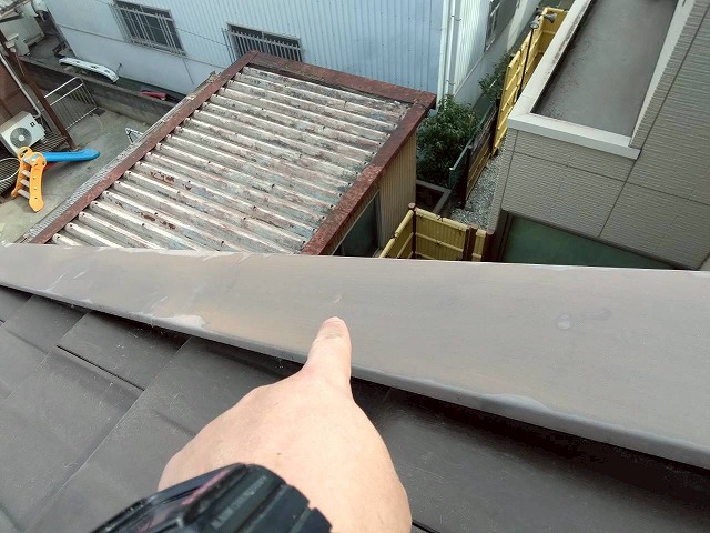 高砂市　ケラバ水切りの凹み