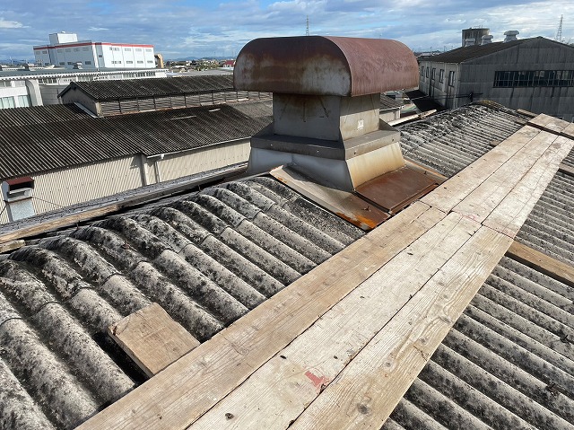 高砂市　工場屋根　現場調査　大波スレート