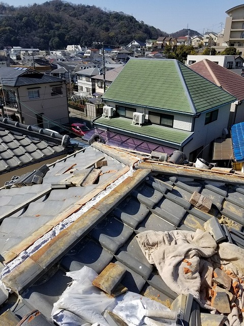高砂市　棟漆喰　シルガード施工