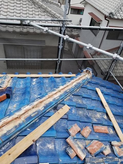 高砂市　芯木　棟の積みなおし工事