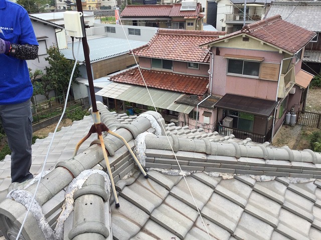 姫路市　棟部の状況と漆喰の露出