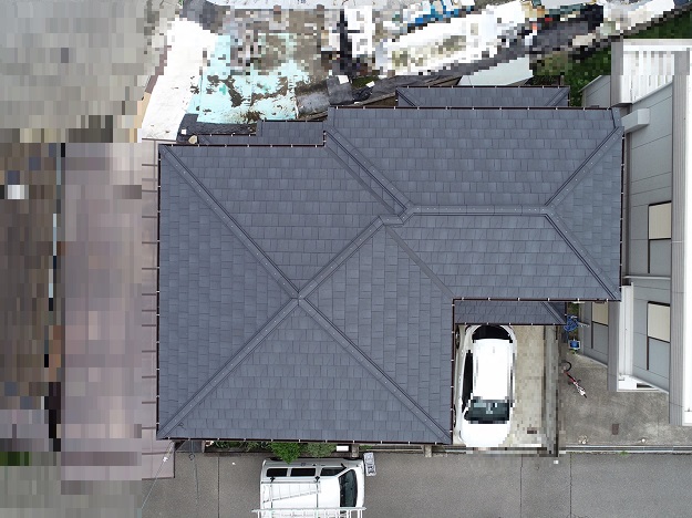 高砂市　屋根葺き替え工事　施工完了　ドローン空撮