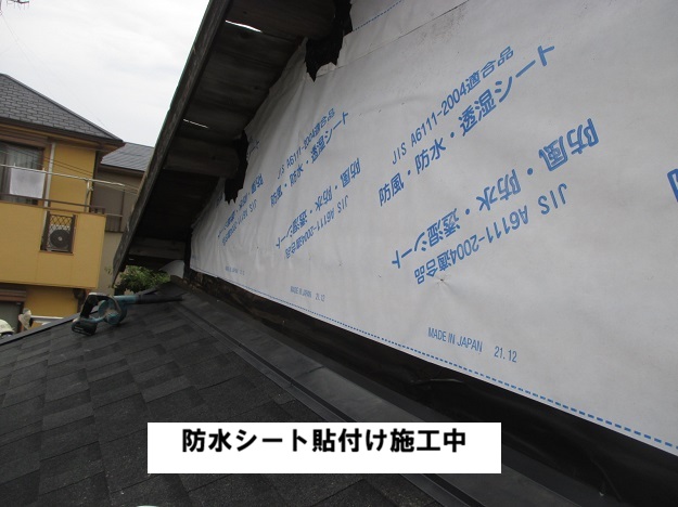 高砂市　外壁張り替え　防水シート敷設