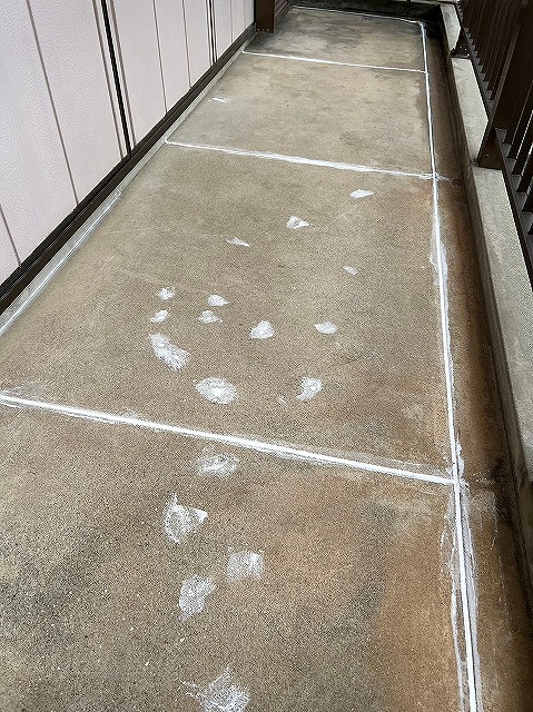 姫路市　ベランダ防水工事　下地処理