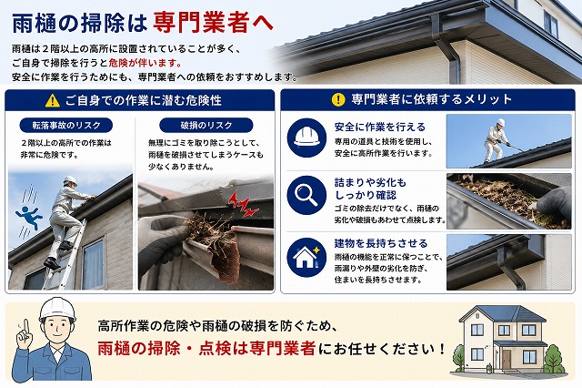 姫路市　雨樋清掃は専門業者へ