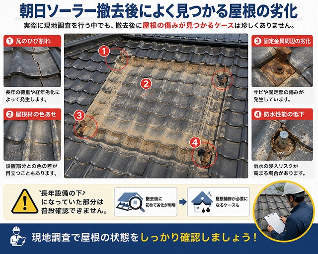 姫路市　朝日ソーラー撤去後　屋根点検