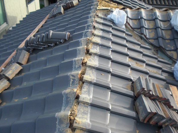 明石市　棟バラシ　施工中