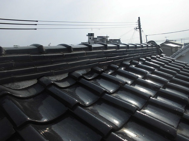 姫路市　棟瓦と漆喰の劣化状況