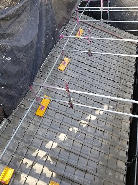 下屋根の全景確認と作業動線の確認