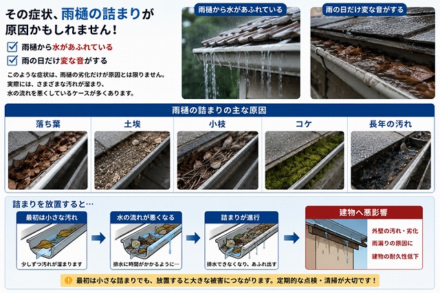 姫路市　雨樋の水が流れない原因は？竪樋交換で排水改善しました