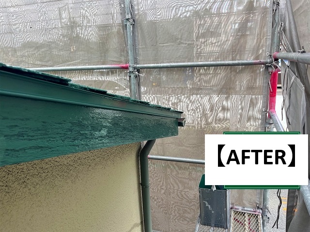 加古川市　木部船用塗料で綺麗に塗装された破風板木部