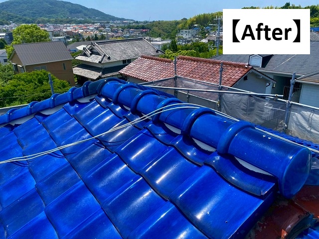 姫路市 棟積み替え工事を施工し雨漏り修理した和瓦屋根