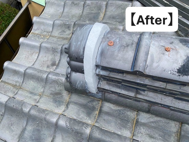 姫路市 鬼瓦が復旧された瓦屋根