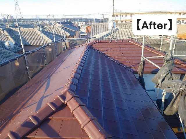 加古川市 平板瓦屋根に葺き替えを行った戸建て住宅
