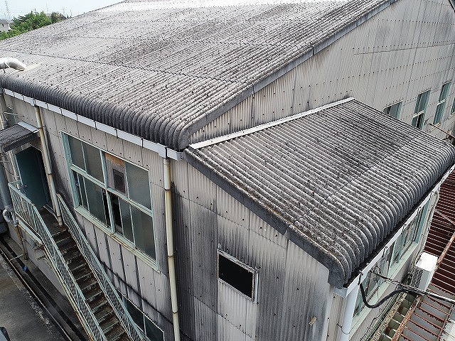 明石市　工場　ドローン空撮屋根スレート点検