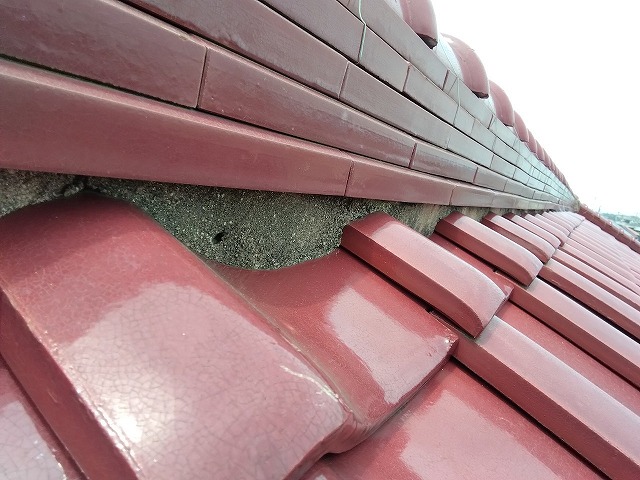 加古川市　和瓦(釉薬瓦)陸棟熨斗(のし)瓦5段