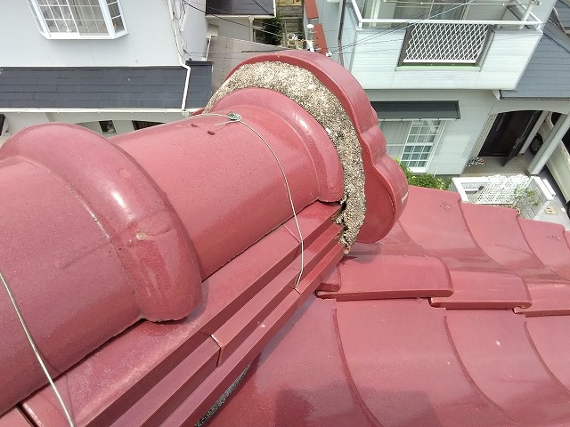 加古川市　和瓦(釉薬瓦)隅棟鬼瓦