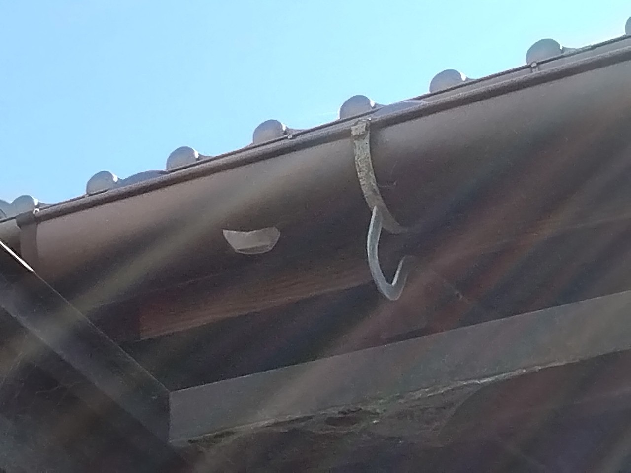 高砂市　下屋根　軒樋(半丸)に穴あき