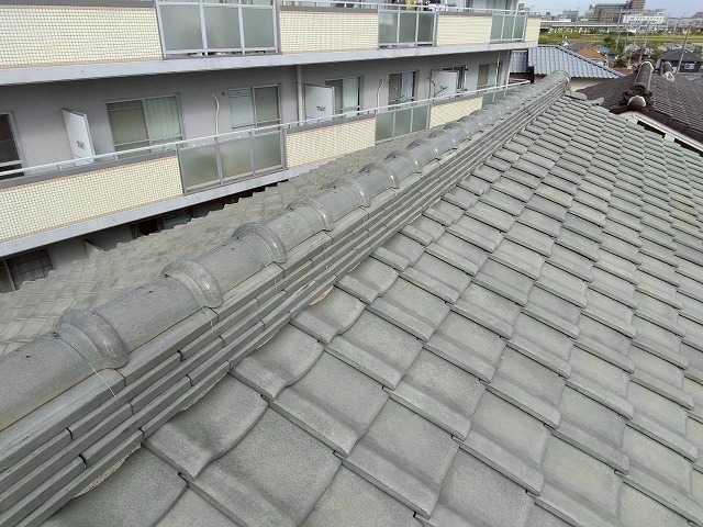 和瓦屋根の大棟全体