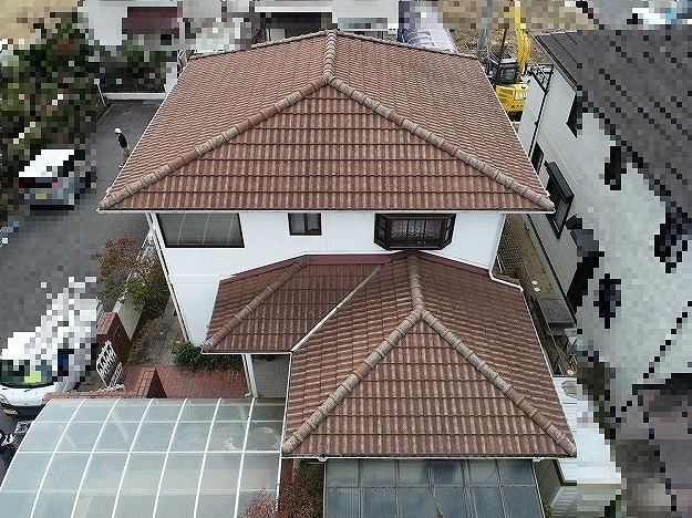 神戸市　施工事例　葺き替え工事　セメント瓦　before　