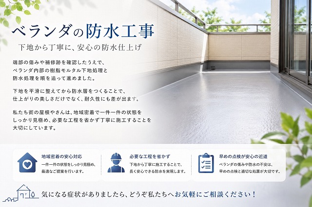 姫路市　ベランダ防水工事　説明