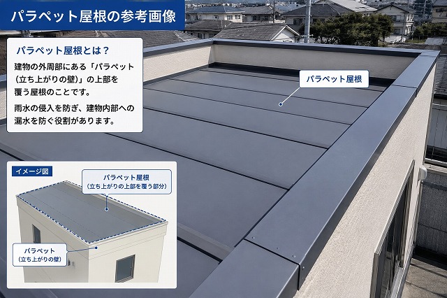 姫路市　パラペット屋根の説明画像