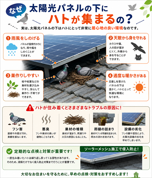 加古川市　太陽光パネル　ハト