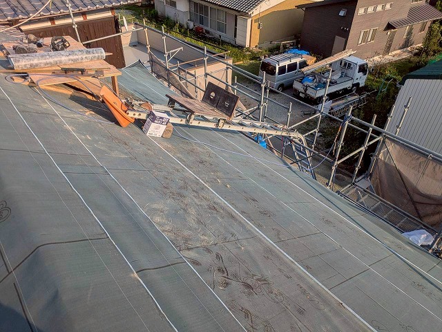 加古川市　防水シートを設置した様子