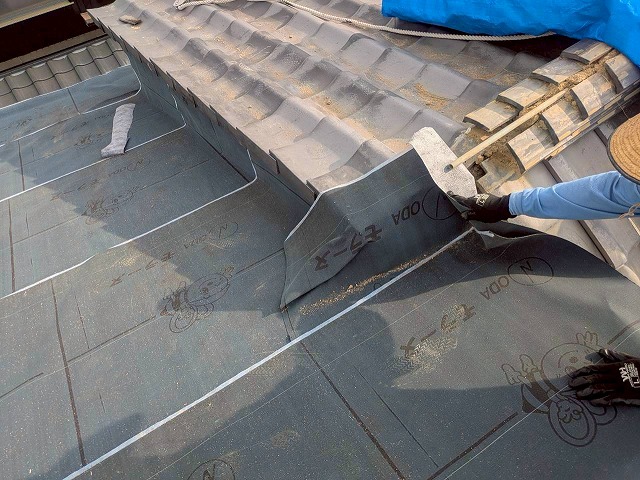 加古川市　ルーフィングの様子