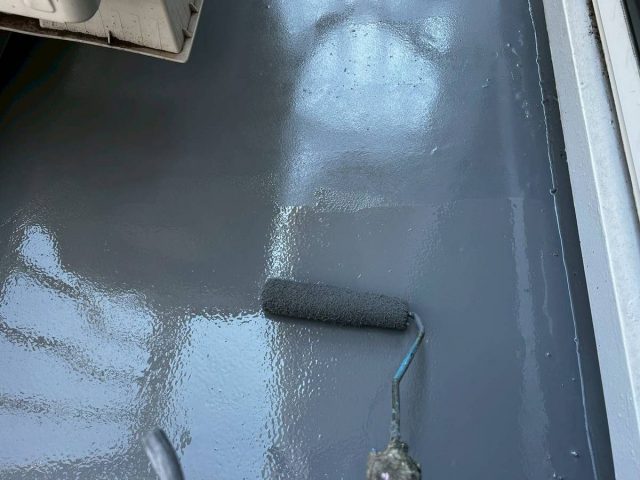 加古川　ベランダ防水工事　トップコート塗布