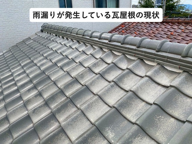 姫路市 雨漏りが発生している和瓦屋根の棟部