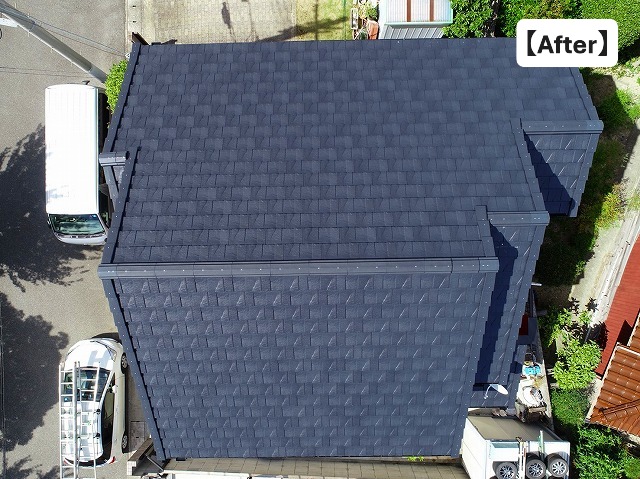 神戸市西区の戸建て住宅で屋根葺き替えに使用したケイミュー㈱ ルーガ 鉄平