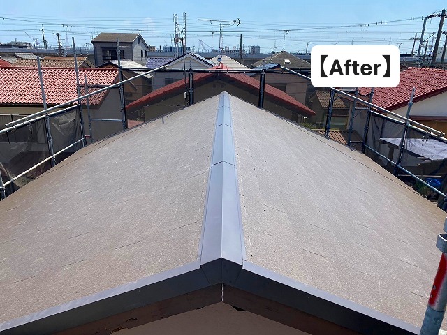 高砂市にてカラーベストコロニアルグラッサに葺き替え工事を行った屋根