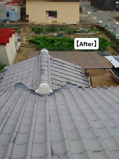 加古郡播磨町　雨漏り修繕後のいぶし瓦屋根