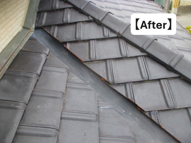 高砂市にて交換後のガルバリウム鋼板製谷板金