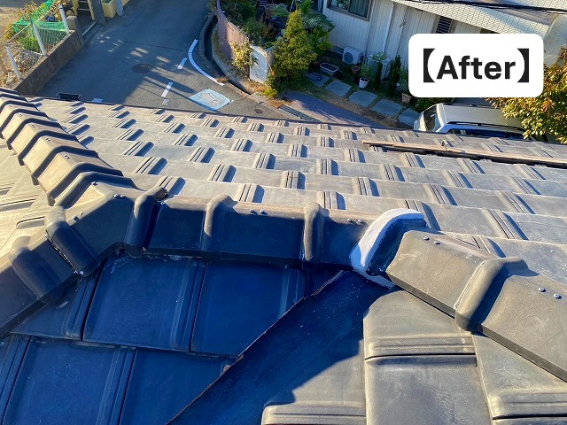 高砂市　メンテナンス工事後の陶器製平板瓦屋根
