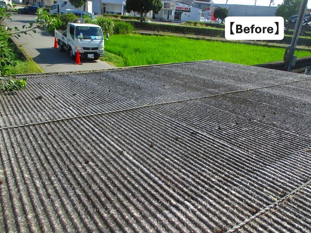 播磨町にて劣化・破損が進んだFRP製波板