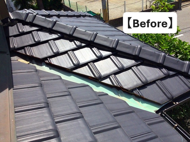 高砂市にて劣化が進んだ銅板製谷板金