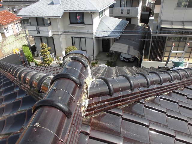 加古川市　既存漆喰の撤去前状況