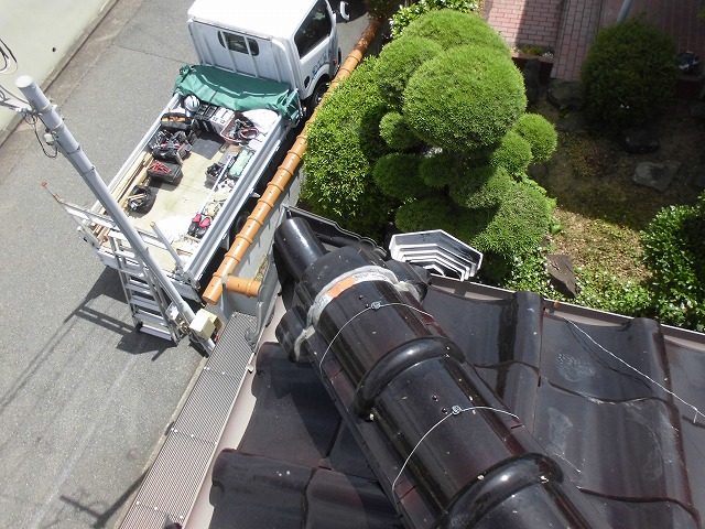 加古川市　下地調整後の棟部