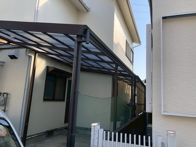 明石市M様邸テラス屋根雨樋取替え