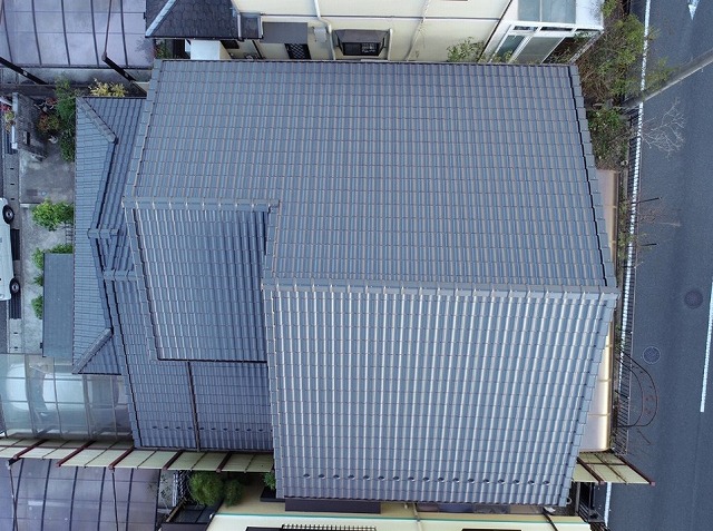 高砂市　完成後屋根の空撮