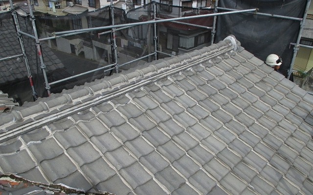 高砂市　和瓦屋根の調査状況