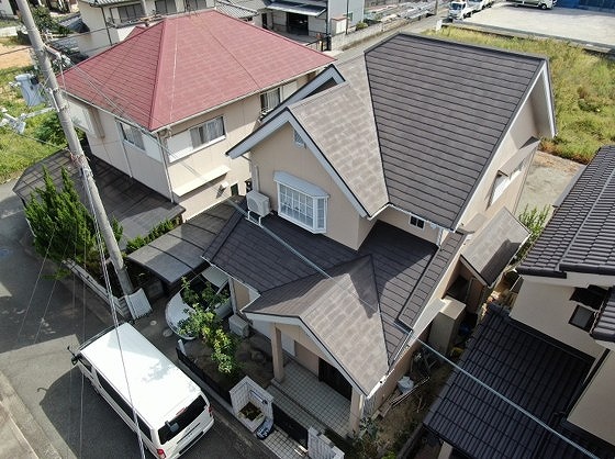 高砂市　急勾配住宅屋根の全景調査