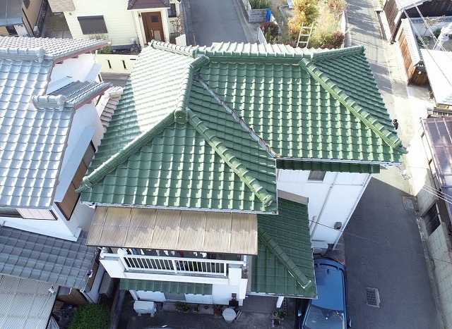 高砂市　ドローンで見た屋根全景
