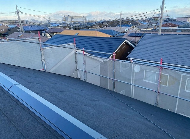 高砂市　棟板金施工後の屋根