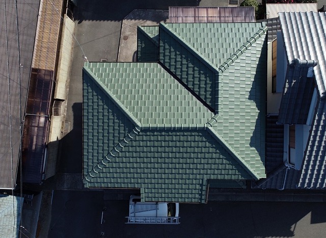 高砂市　完成後の屋根真上写真