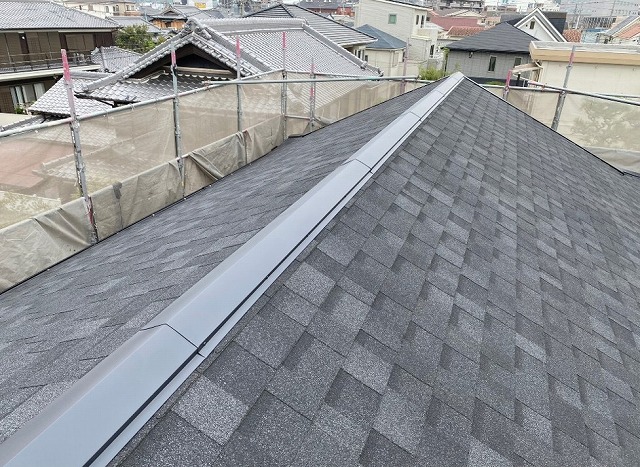高砂市　棟板金完了後の屋根