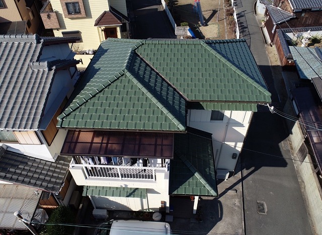 高砂市　葺き替え後の屋根全景